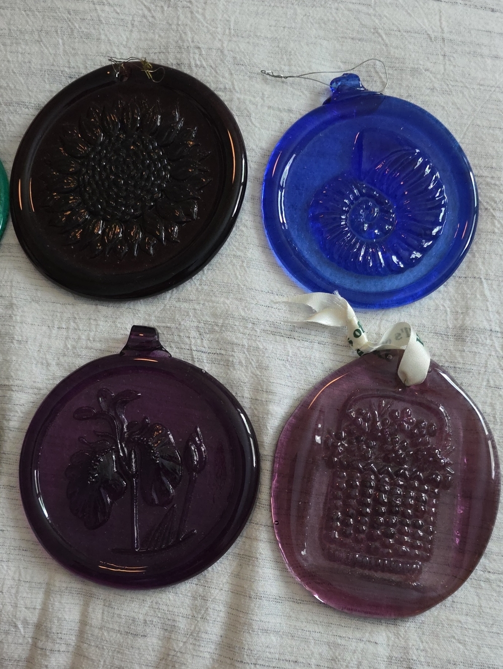 Set of seven Decorative Pressed Glass Ornaments Suncatchers For Windows